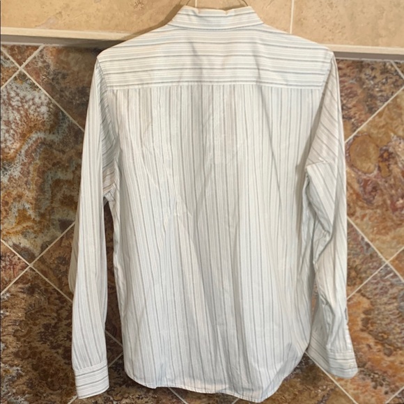 Men's POP ICON CLOTHING White Gray Black Striped Casual Button Down Shirt XL - Picture 4 of 6